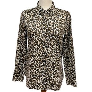 J. Crew The Perfect Shirt Animal Print Cotton Blouse Women’s Size Small